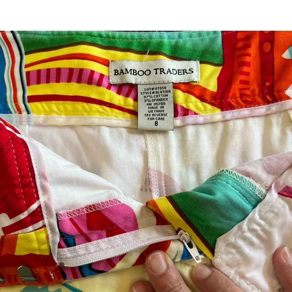 Bamboo Traders Bright Floral Skirt Size 8